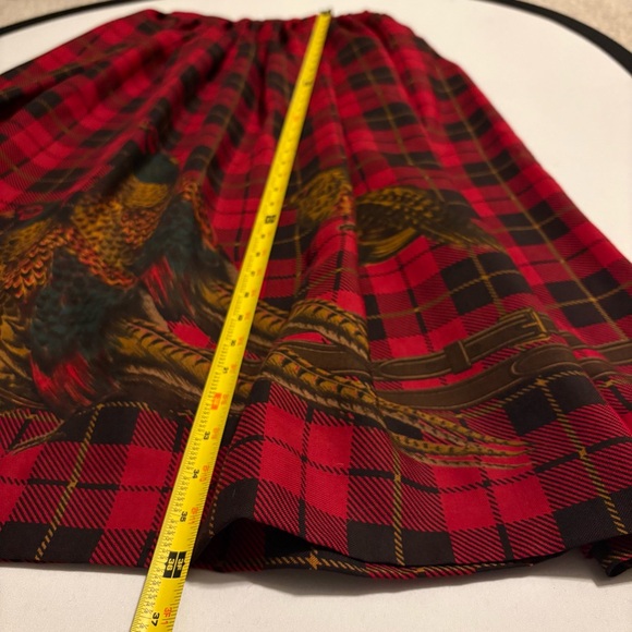 Vintage Ralph Lauren Wool Midi Skirt Pheasant Hunt Pleated 80s A-line Country - Picture 5 of 12